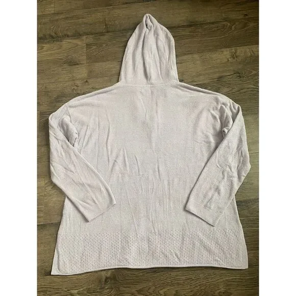 Barefoot Dreams CozyChic Ultra Lite Pointelle Hoodie Sweater Soft Violet size XL - Picture 3 of 12
